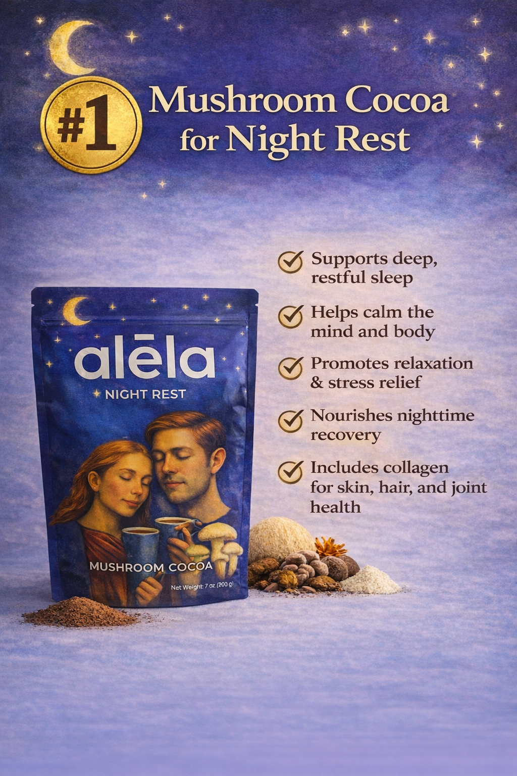 Night Rest – Cocoa de Hongos con Colágeno | Relajación y Descanso