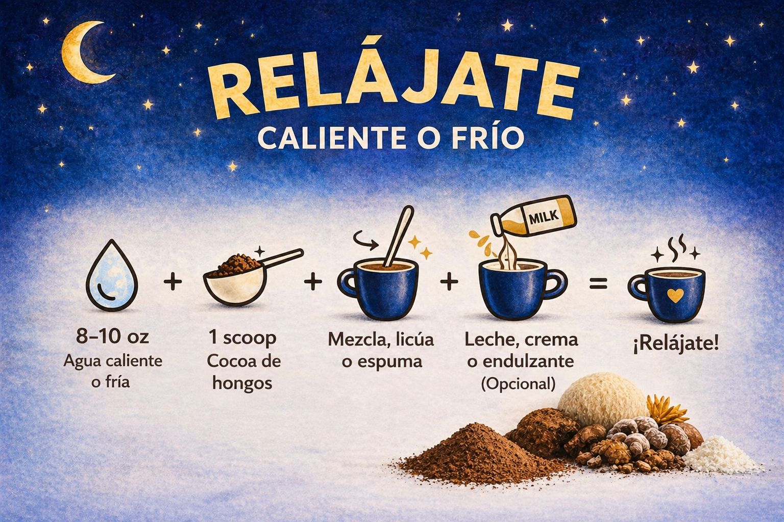 Night Rest – Cocoa de Hongos con Colágeno | Relajación y Descanso